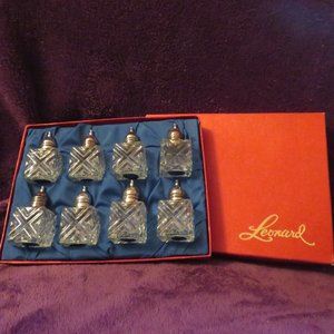 set of 4 salt and pepper shakers / crystal by Leonard